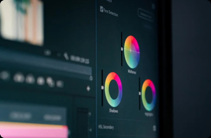 Colour wheels in a video grading panel
